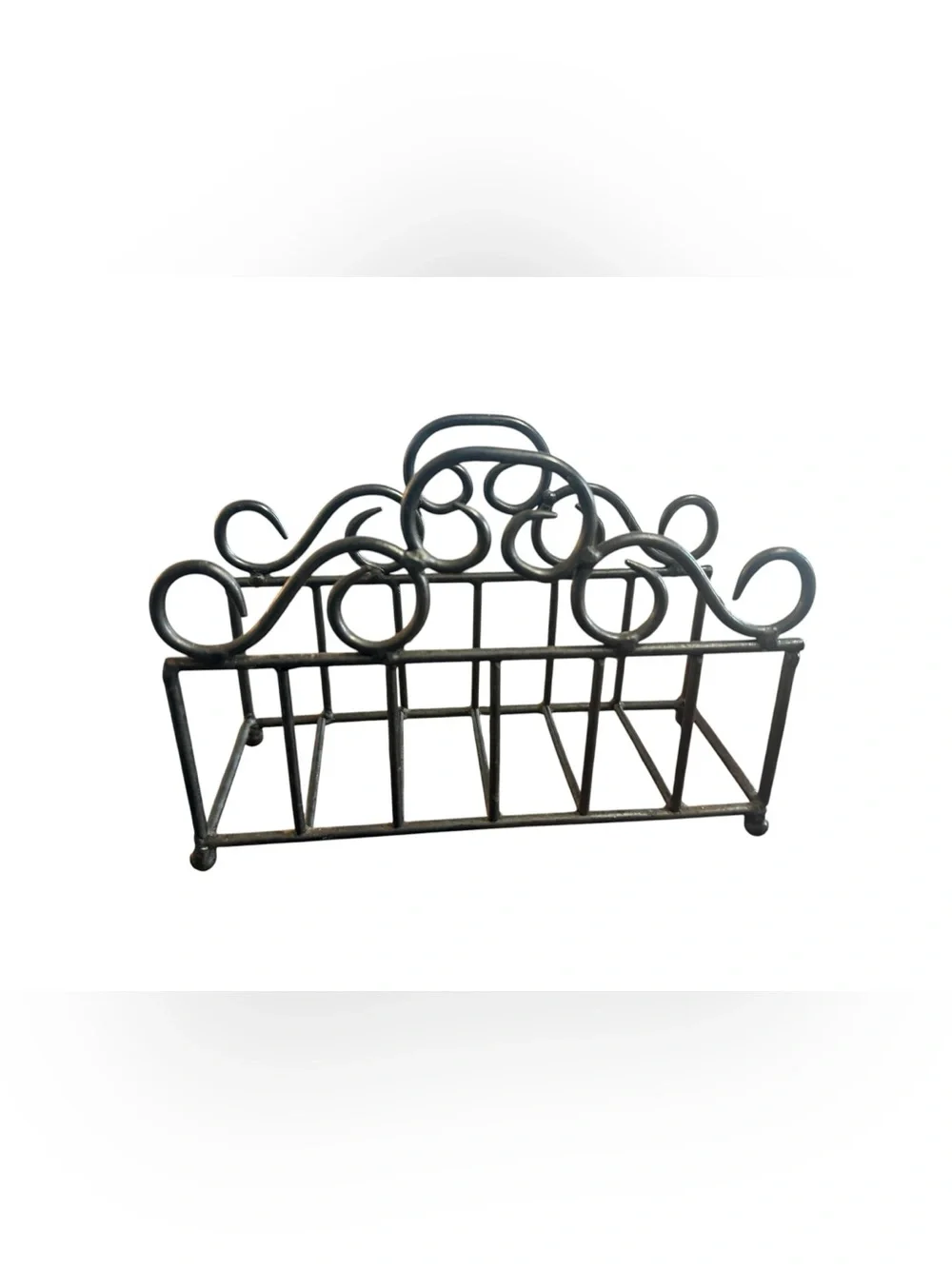 Black Metal Scroll Napkin Holder Farmhouse Kitchen Table Counter Decor